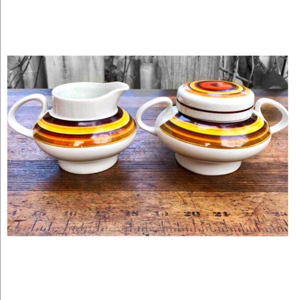 Mid Century Modern Vintage Sugar Bowl Creamer Set